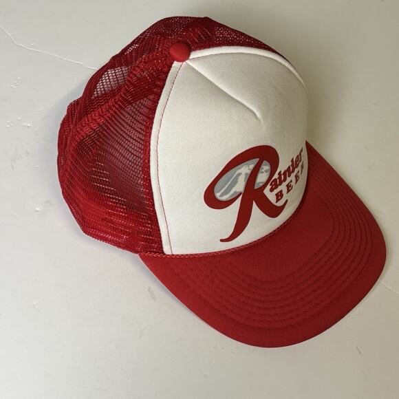 Vintage Rainier Beer Trucker Hat. SnapBack. Red. Excellent Condition. - Picture 11 of 13